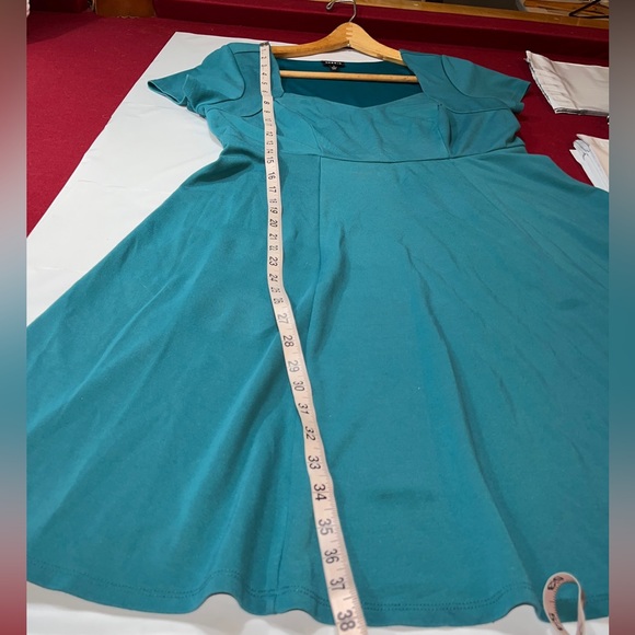 TORRID 1 Short Sleeves BLUE DRESS KNIT A LINE midi Sweetheart neck, Flared Skirt - Picture 3 of 14
